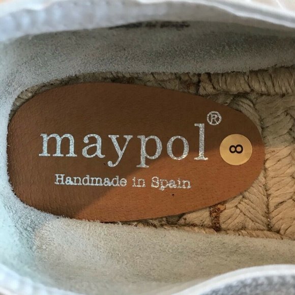 Maypol Espadrille Flat Shoes White Leather 8 - Picture 7 of 9